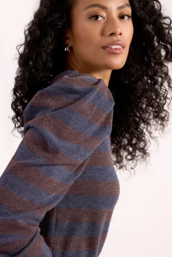Tops & Tees<EVEREVE Adalynn Brushed Pleated Top Navy/Brown