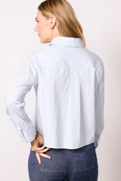Tops & Tees<EVEREVE Aiden Crop Shirting Bluestripe