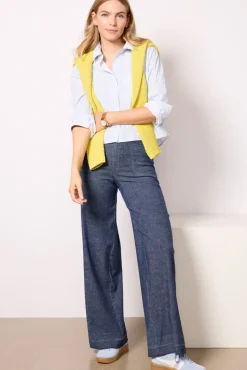 Tops & Tees<EVEREVE Aiden Crop Shirting Bluestripe