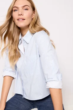 Tops & Tees<EVEREVE Aiden Crop Shirting Bluestripe