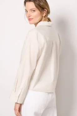 Tops & Tees<EVEREVE Aiden Crop Shirting Tan/Creamstripe
