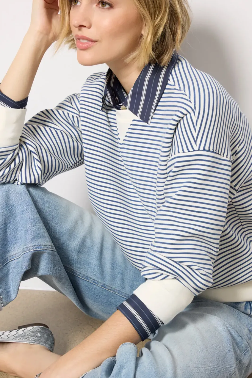 Sweatshirts<SPANX AirEssentials Crew Fadedindigostripe