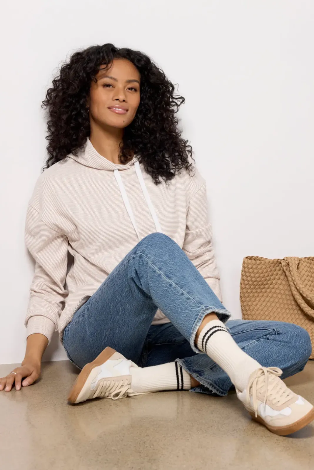 Sweatshirts<EVEREVE Alana Brushed Hoodie Neutralstripe