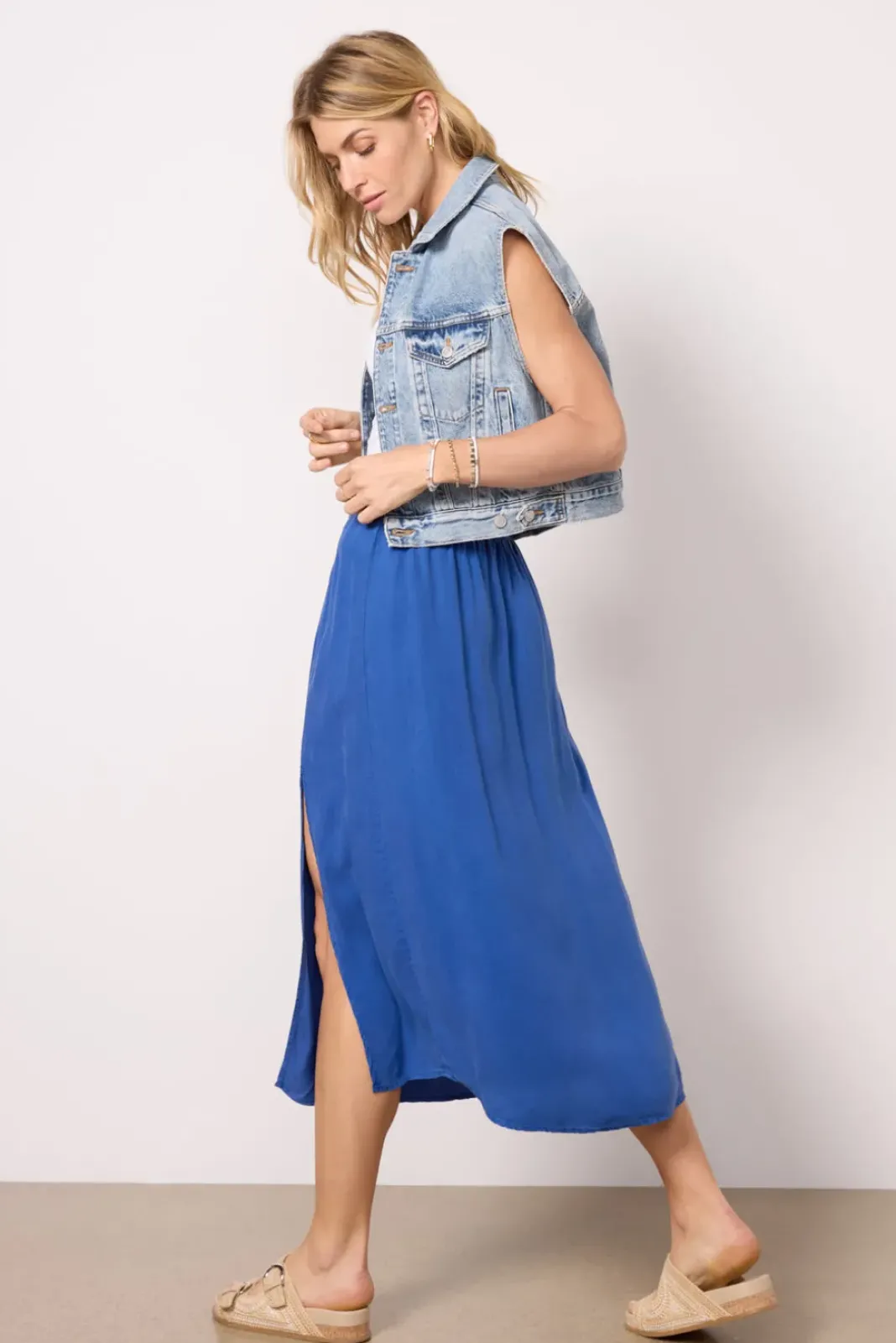 Skirts<CLOTH AND STONE Alice Smocked Skirt Summersky