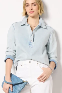 Tops & Tees<EVEREVE Alicia Denim Popover Lightwashdenim