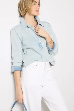 Tops & Tees<EVEREVE Alicia Denim Popover Lightwashdenim
