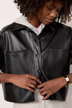 Blazers & Jackets<Z SUPPLY All Day Faux Leather Jacket Black