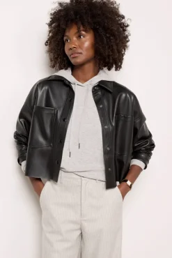 Blazers & Jackets<Z SUPPLY All Day Faux Leather Jacket Black