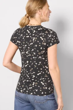 Tops & Tees<RAG AND BONE All Over Rose Tee Blackmulti