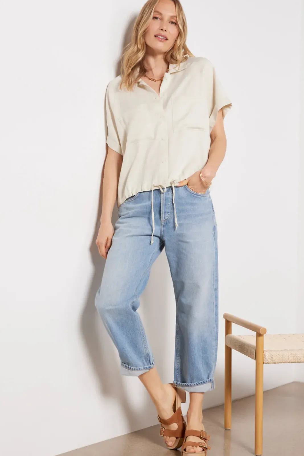 Tops & Tees<LNA Alpine Button Up Bone