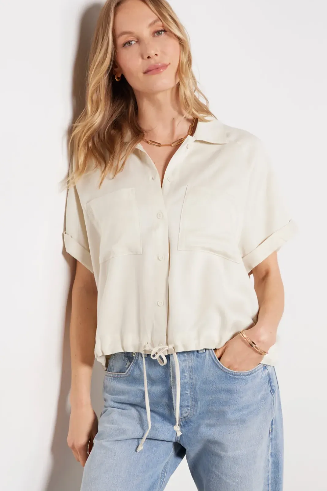 Tops & Tees<LNA Alpine Button Up Bone