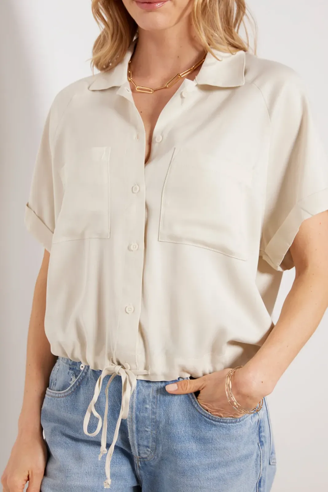 Tops & Tees<LNA Alpine Button Up Bone