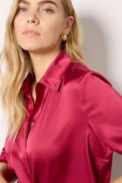 Tops & Tees<EVEREVE Aly Satin Shirt Sangria