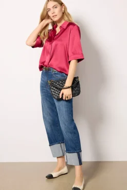 Tops & Tees<EVEREVE Aly Satin Shirt Sangria