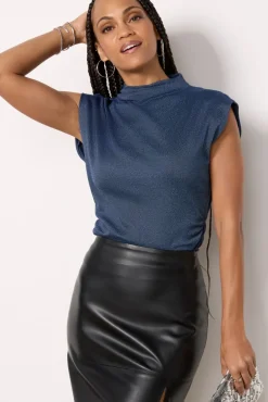 Tops & Tees<MICHAEL STARS Amara Shine Top Nocturnalmetallic
