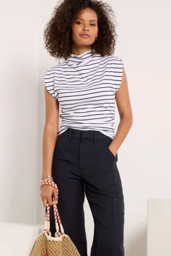 Tops & Tees<MICHAEL STARS Amara Stripe Rib Top White/Black