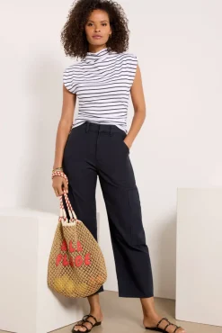 Tops & Tees<MICHAEL STARS Amara Stripe Rib Top White/Black