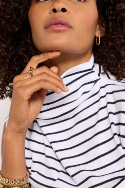 Tops & Tees<MICHAEL STARS Amara Stripe Rib Top White/Black