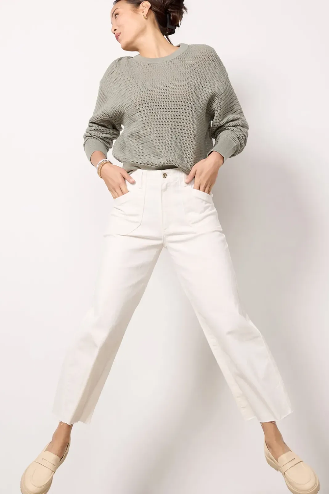 Jeans<PAIGE Anessa Utility Tonalecru