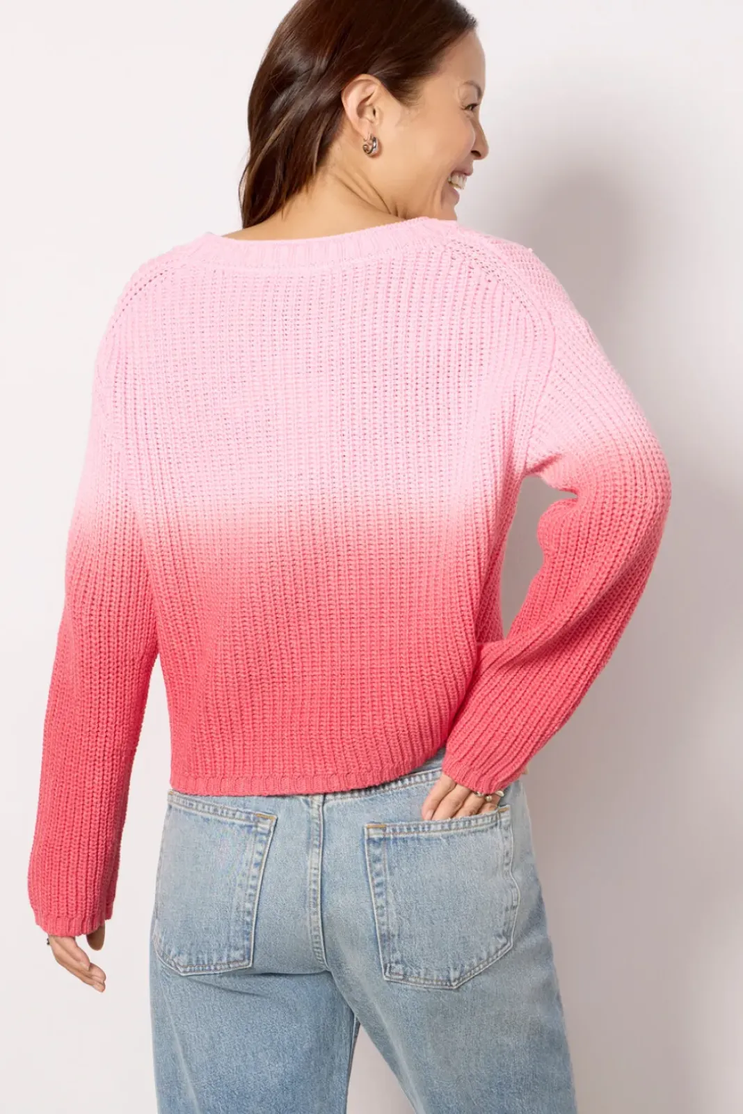 Sweaters<LNA Angel V Dip Dye Sweater Pinkdipdye