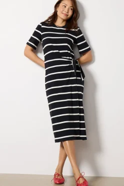 Dresses<EVEREVE Anna Twist Dress Black/Whitestripe