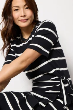 Dresses<EVEREVE Anna Twist Dress Black/Whitestripe