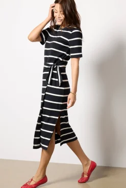 Dresses<EVEREVE Anna Twist Dress Black/Whitestripe