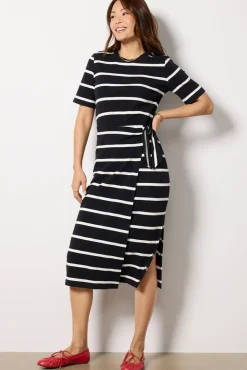 Dresses<EVEREVE Anna Twist Dress Black/Whitestripe