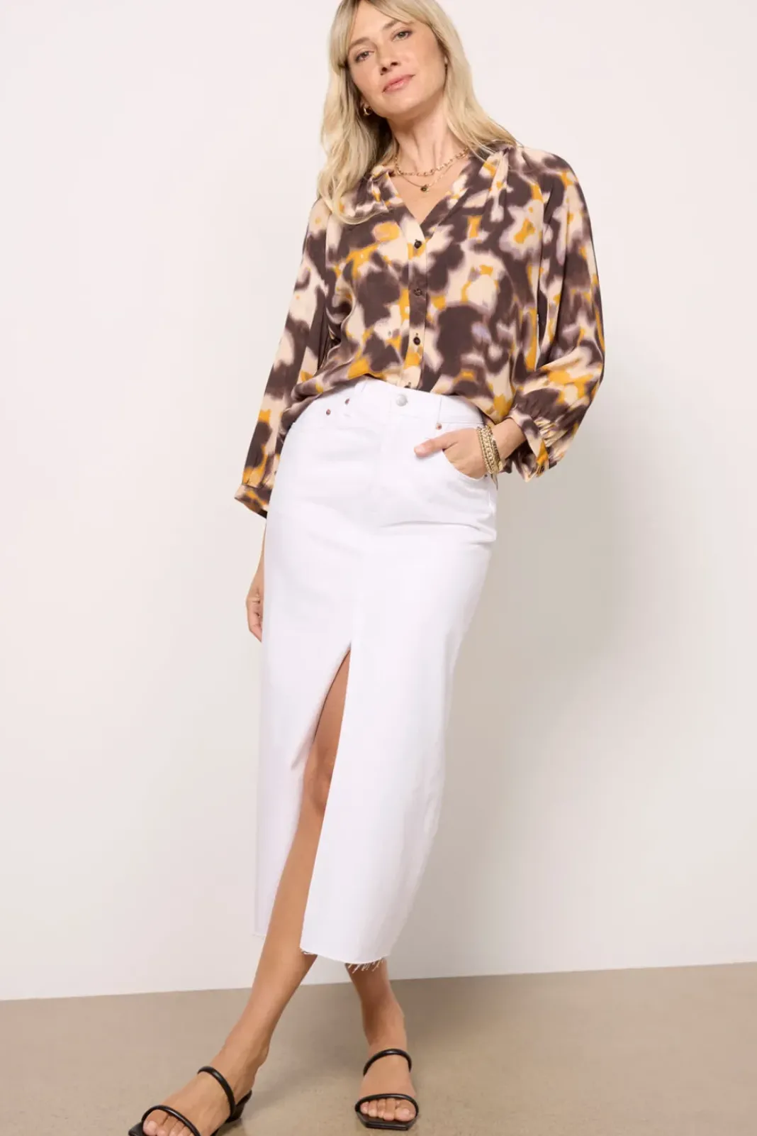 Tops & Tees<EVEREVE Annika Split Neck Popover Yellow/Green