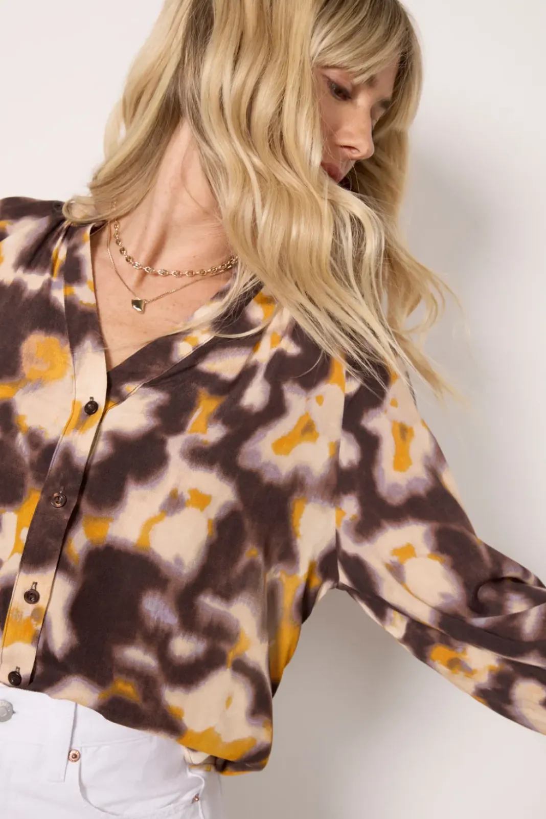 Tops & Tees<EVEREVE Annika Split Neck Popover Yellow/Green