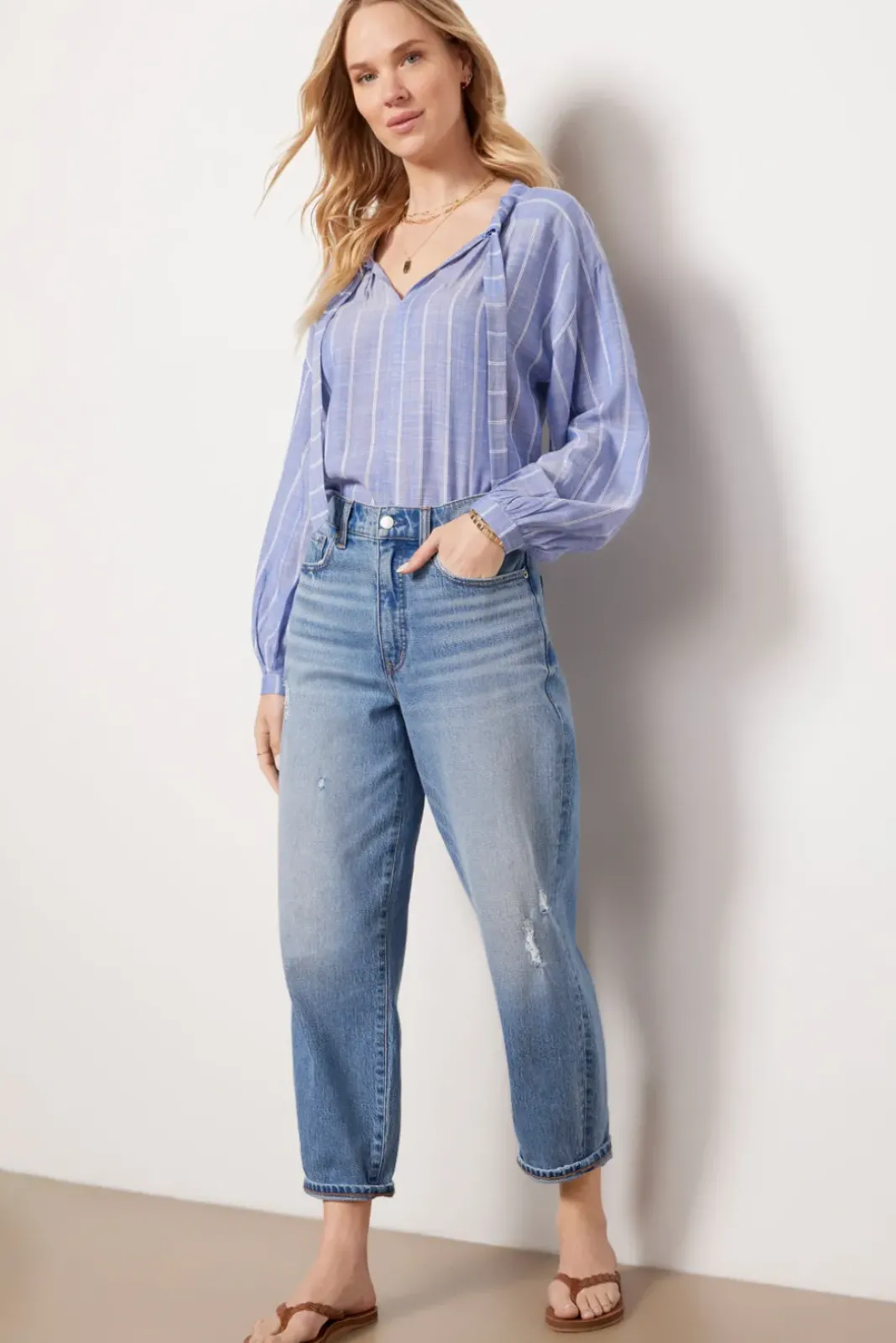 Tops & Tees<EVEREVE Arabella Stripe Top Blue/White