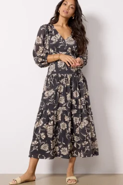 Dresses<Z SUPPLY Ariana Floral Midi Dress Parchment