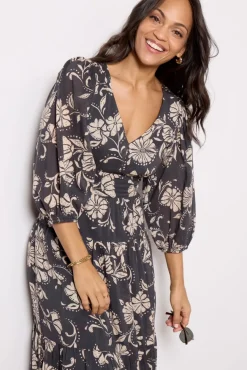 Dresses<Z SUPPLY Ariana Floral Midi Dress Parchment