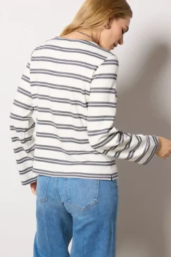 Tops & Tees<EVEREVE Ariel Mariner Stripe Long Sleeve White/Charcoal