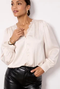Tops & Tees<EVEREVE Ariella Lace Trim Blouse Champagne