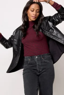 Tops & Tees<EVEREVE Arli Faux Leather Shirt Black
