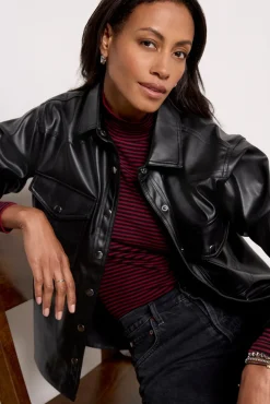 Tops & Tees<EVEREVE Arli Faux Leather Shirt Black