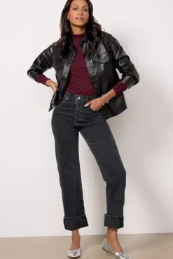 Tops & Tees<EVEREVE Arli Faux Leather Shirt Black
