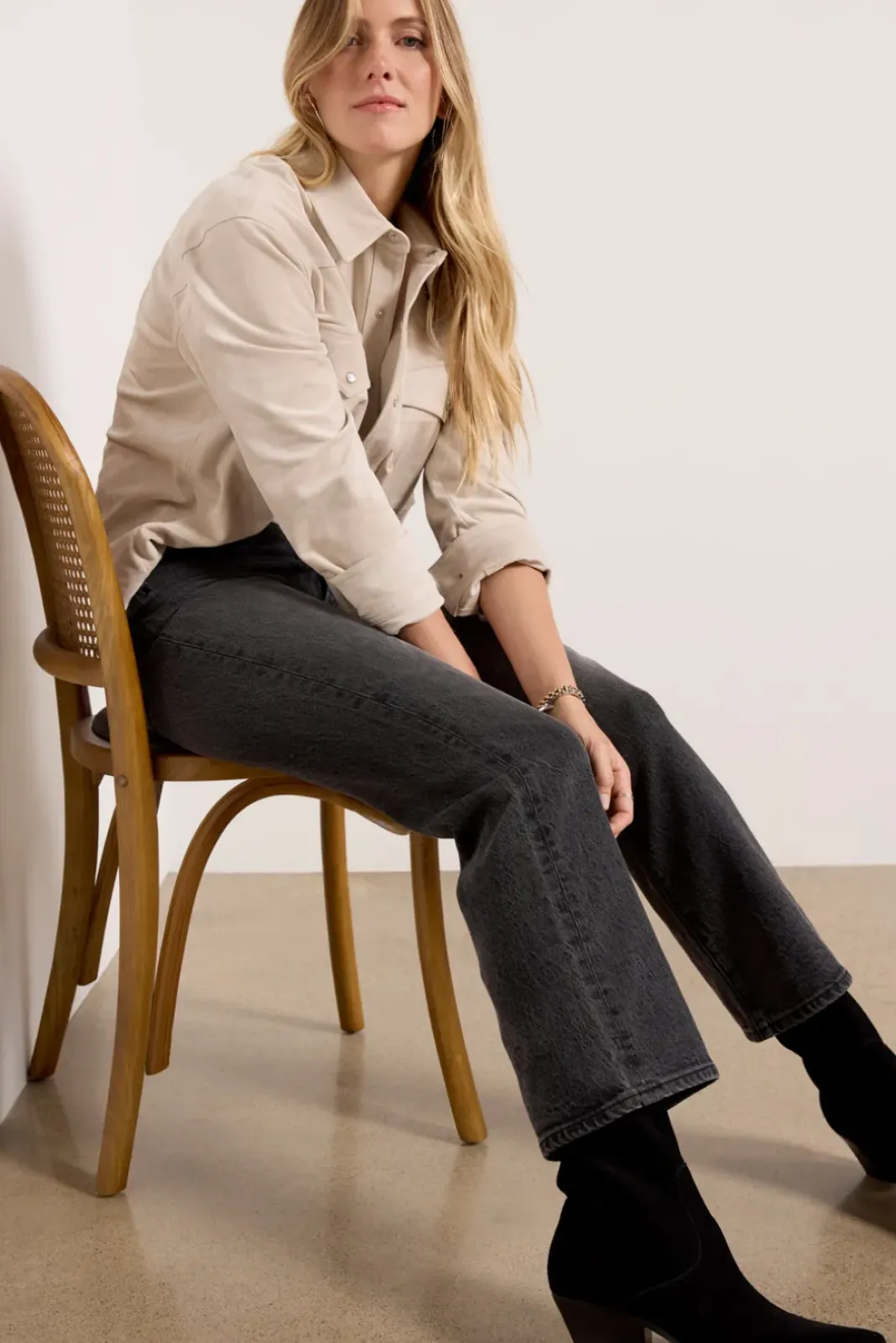 Tops & Tees<EVEREVE Arli Faux Suede Shirt Bone