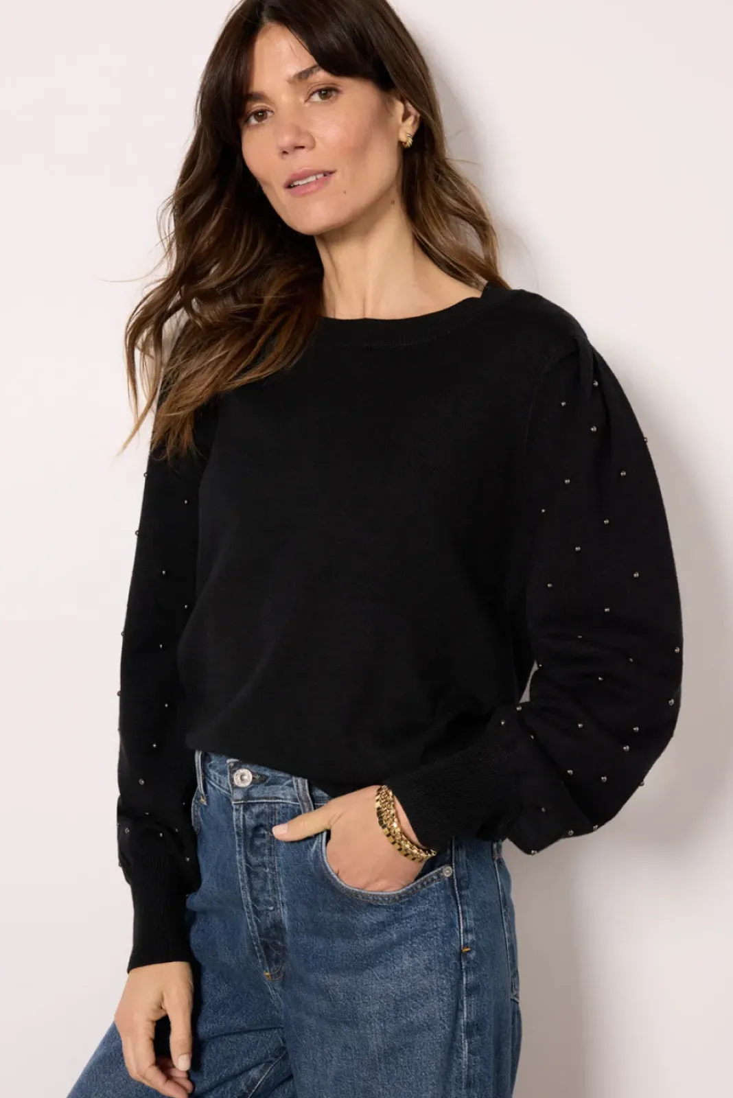 Sweaters<EVEREVE Arya Studded Pullover Black