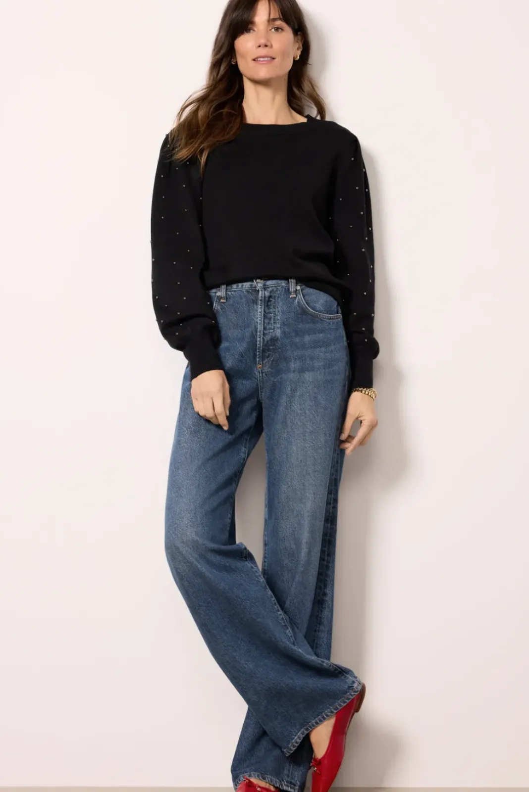 Sweaters<EVEREVE Arya Studded Pullover Black