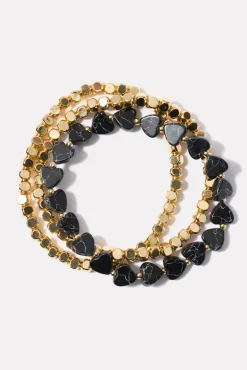 Jewelry<EVEREVE Asha Heart Bracelet Stack Black
