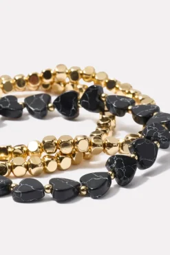 Jewelry<EVEREVE Asha Heart Bracelet Stack Black
