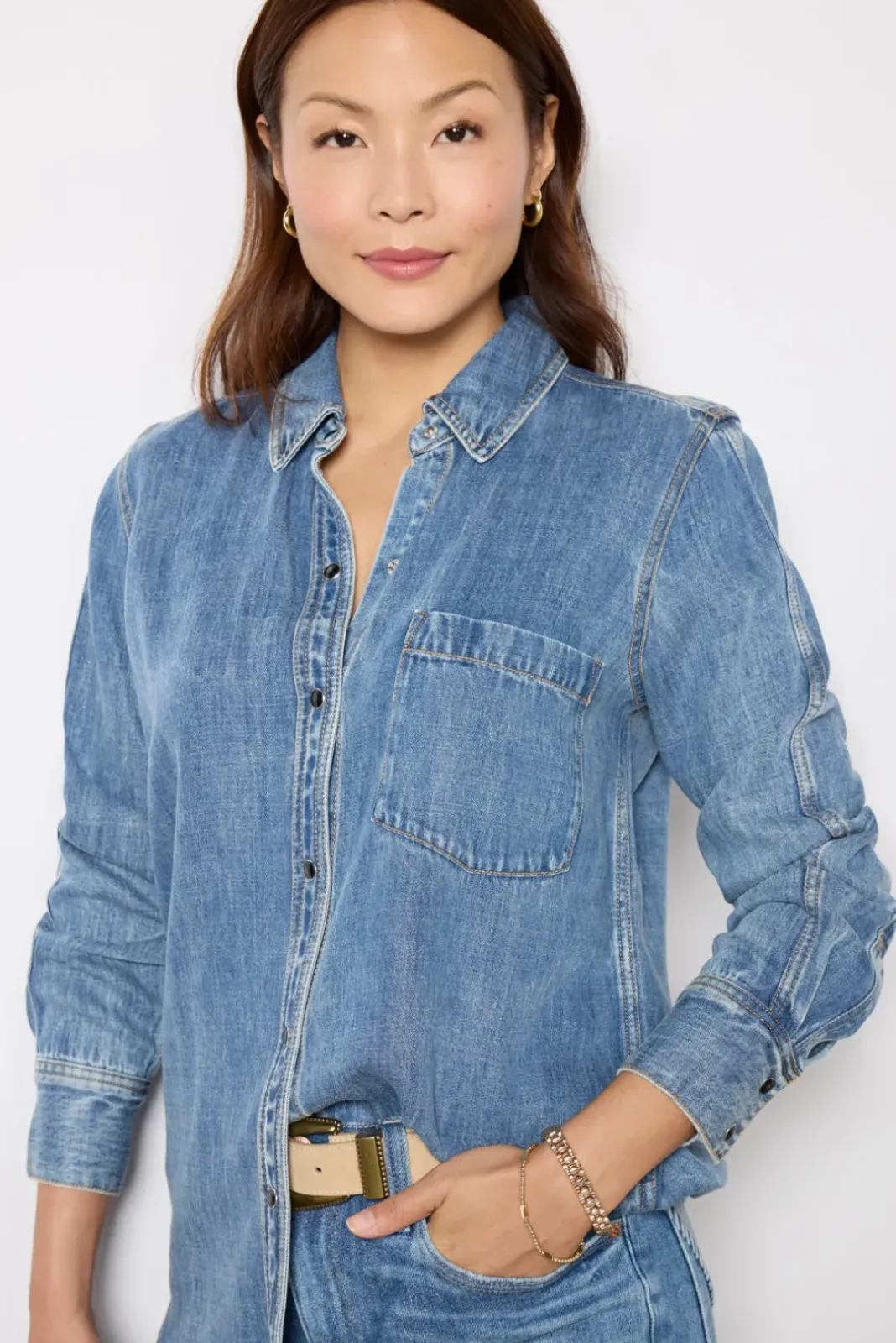 Tops & Tees<RAILS Atticus Shirt Midblue