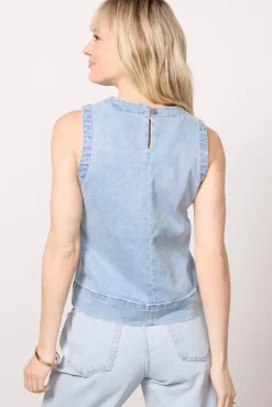 Tops & Tees<EVEREVE Avery Denim Shell Top Blue