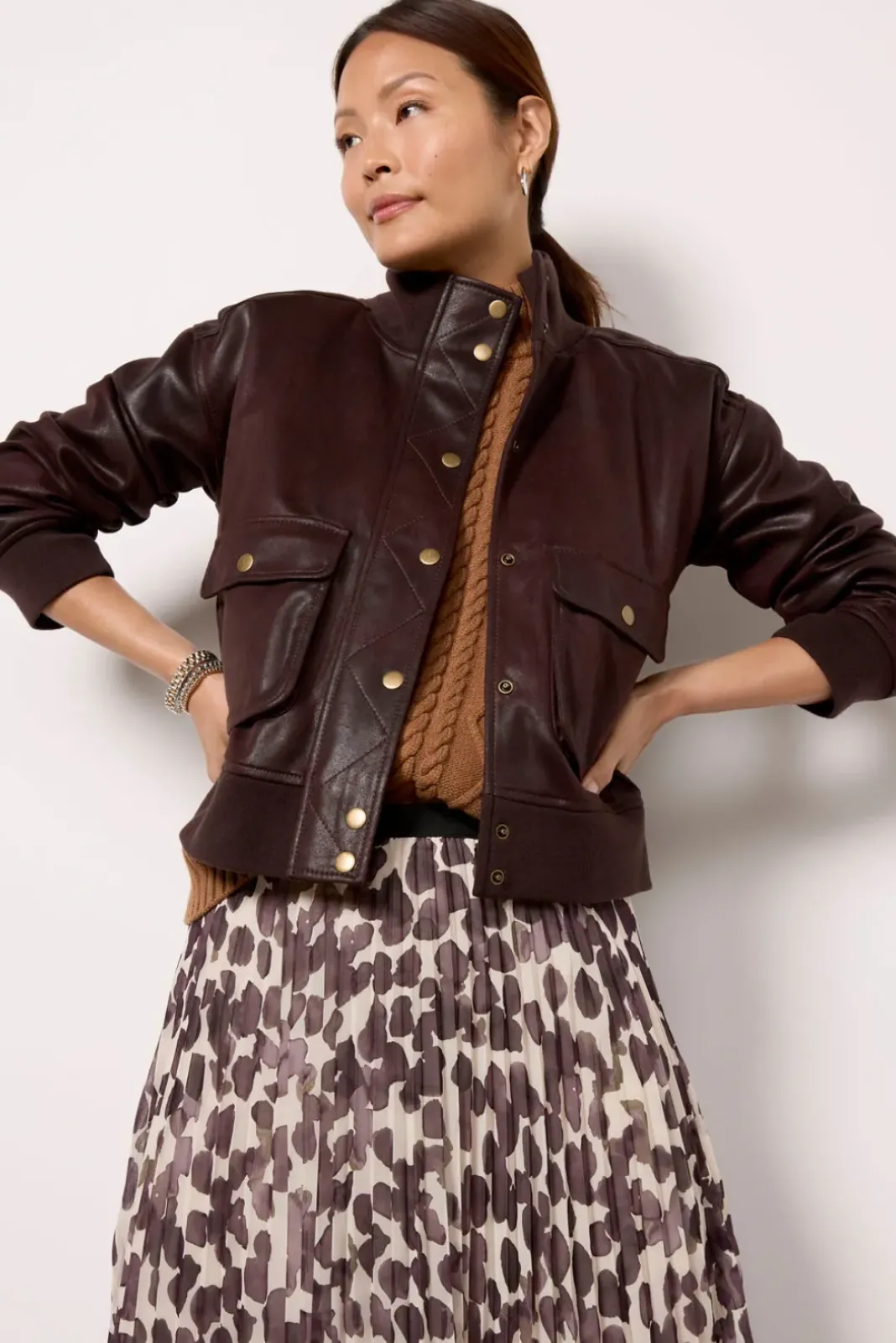 Blazers & Jackets<EVEREVE Aviator Bomber Brown