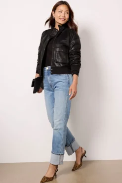 Blazers & Jackets<EVEREVE Aviator Bomber Black