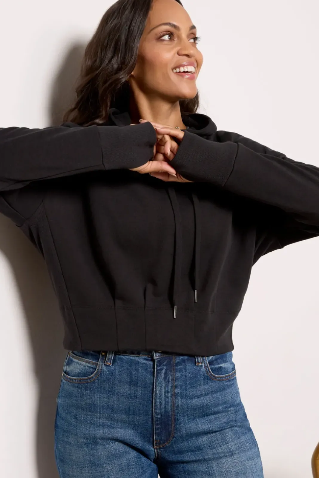 Sweatshirts<EVEREVE Baylor Corset Hoodie Black