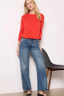 Tops & Tees<MICHAEL STARS Beth Long Sleeve Bubble Top Cherry