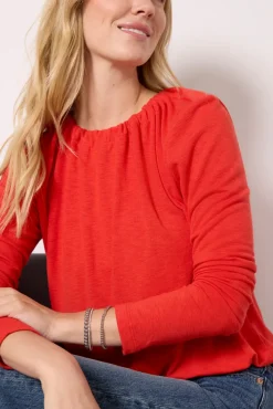 Tops & Tees<MICHAEL STARS Beth Long Sleeve Bubble Top Cherry